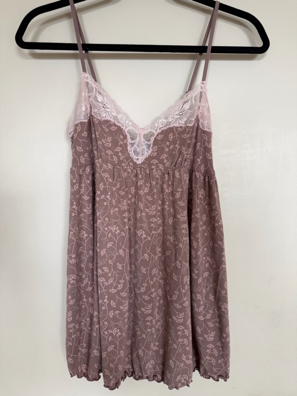 La Senza Babydoll Nightgown Chemise Floral Lace Trim Short Sleep Dress M - Picture 3 of 8